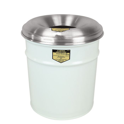 4.5 Gallon Steel Cease-Fire® Waste Receptacle, Safety Drum Can With Aluminum Head, White - 26604W