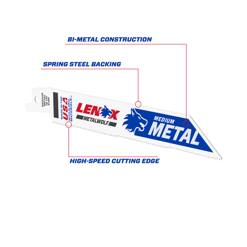 LENOX Metal Cutting Reciprocating Saw Blade with Power Blast Technology, Bi-Metal, 6-Inch, 18 TPi, 5/Pk