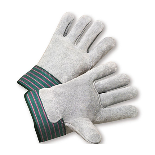 PIP® 600-EA  Leather Palm Gloves, Size L, Green