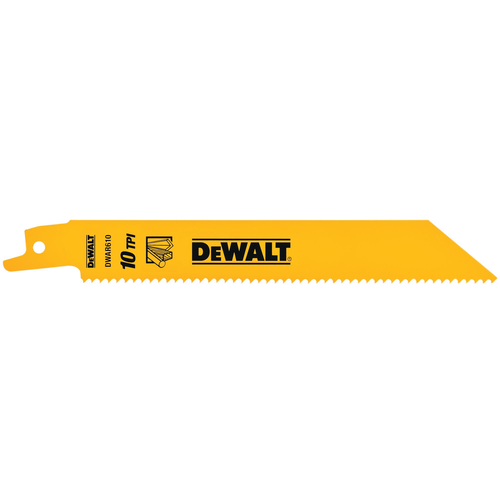 DEWALT 6" 10 TPI Straight Back Bi-Metal Reciprocating Saw Blade, General Purpose (5 pack)