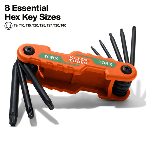 Compact Folding Hex Key Set, 8-Key, Torx® Sizes