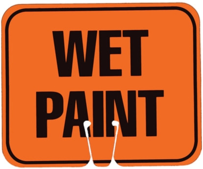 Cone Sign - Wet Paint (black on orange) Single-Sided