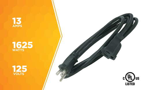 Woods CORD SET, 16/3 8' SJTW BLACK