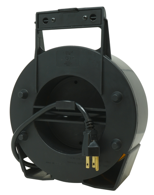 Woods CORDSTOR, 16/3 SJTW 25' BLK/YLW REEL W 4/BX