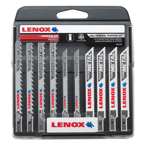 LENOX U-Shank General Purpose Jig Saw Blade Kit With Hard Case, 10Piece