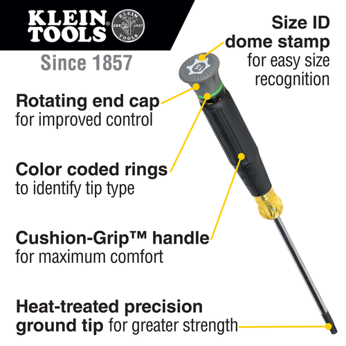 T10H TORX® Precision Screwdriver, 3-Inch Shank