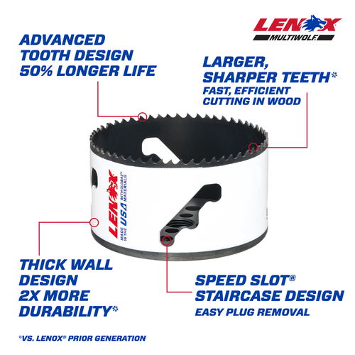 LENOX Bi-Metal Speed Slot Hole Saw With T3 Technology, 3-5/8"