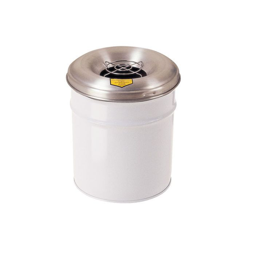 6 Gallon, Cease-Fire® Waste Receptacle for Cigarette Disposal, Aluminum Head With Grill Guard, White - 26626W