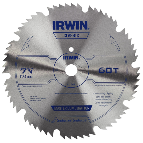 IRWIN SAW BLD 7-1/4" 60T MASTER COMBINATION
