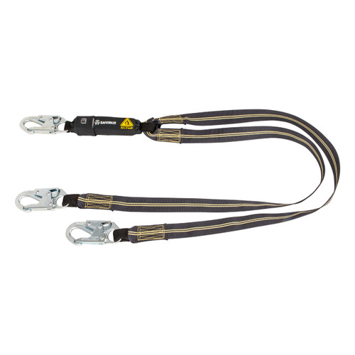 SAFEWAZE Arc Flash 6' Energy Absorbing Lanyard: Aramid, Dual Leg, Snap Hooks