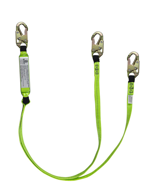 SafeWaze PRO 6' Energy Absorbing Lanyard: Dual Leg, Snap Hooks