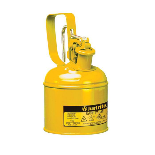 1 Quart Steel Safety Can For Diesel, Type I, Flame Arrester, Trigger-Handle, Yellow - 10111