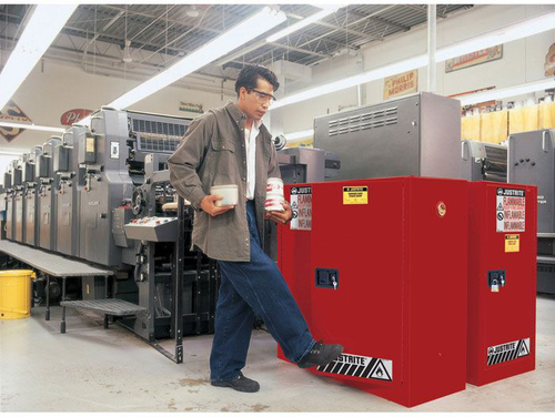 40 Gallon, 3 Shelves, 2 Doors, Manual Close, Paint Safety Cabinet, Sure-Grip® EX, Red - 893011