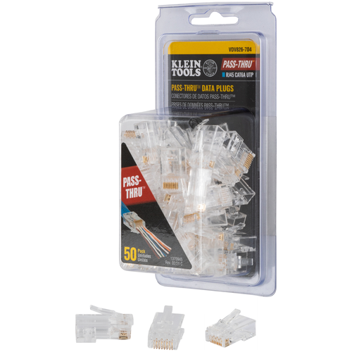 Pass-Thru™ Modular Data Plugs, RJ-45-CAT6A, UTP, 50-Pack