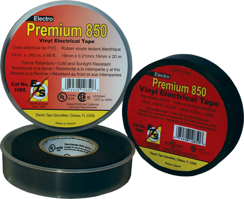 Electro-Tape 1" (25 mm)       x  66 ft 8.5mil Premium Black Vinyl Electrical Tape 48/CS