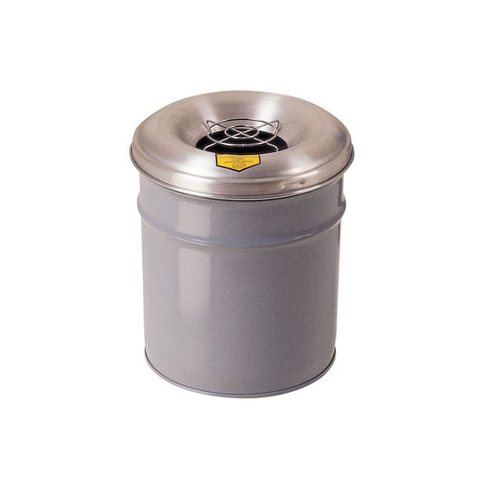 6 Gallon, Cease-Fire® Waste Receptacle for Cigarette Disposal, Aluminum Head With Grill Guard, Gray - 26626G