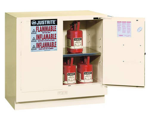 22 Gallon, 1 Shelf, 2 Doors, Self Close, Flammable Cabinet, Sure-Grip® EX Under Counter, White - 892325