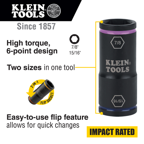 Flip Impact Socket, 15/16 and 7/8-Inch