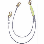 SafeWaze PRO 6' Cable Energy Absorbing Lanyard: Dual Leg, Snap Hooks
