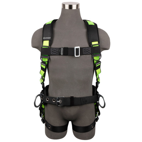 SafeWaze PRO Construction Harness: 3D, Dorsal Link, MB Chest, TB Legs, Fixed Waist Pad  (2X)