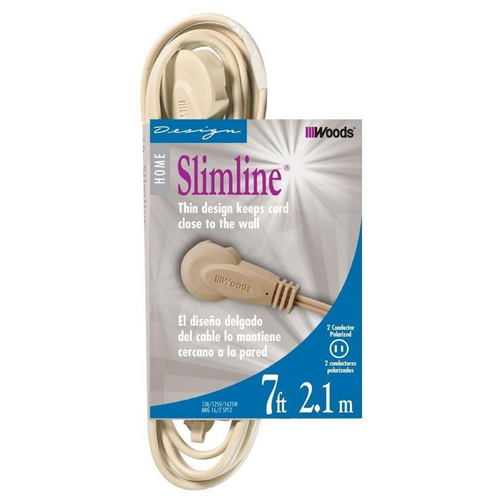 Woods CUBE TAP, 16/2 7' BEIGE SLIMLINE 12/BX