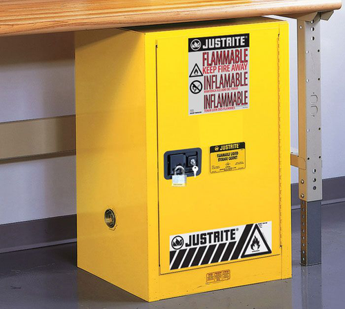 12 Gallon, 1 Shelf, 1 Door, Self Close, Flammable Cabinet, Sure-Grip® EX Compac, Yellow - 891220
