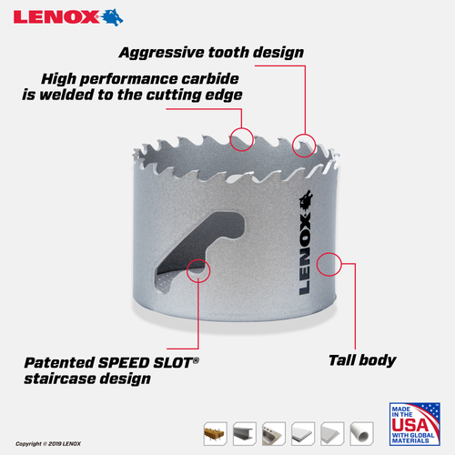 LENOX Carbide Hole Saw, 2 11/16-Inch68 Mm)