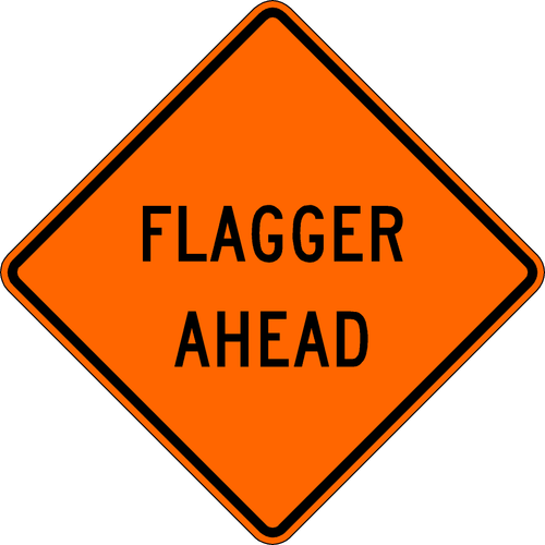 Cortina 48" x 48" SuperBright Reflective Roll-Up Sign with Lexan Pockets and Ribsets - Flagger Ahead