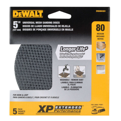 DEWALT 80 Grit Mesh Random Orbit Disks (5 Sheets), 5"