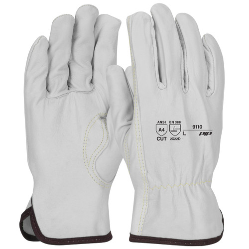 PIP® 9110  Leather Drivers, Size 2XL, Natural, ANSI A4