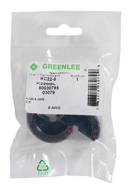 GREENLEE Die, 8 AWG (KC22)