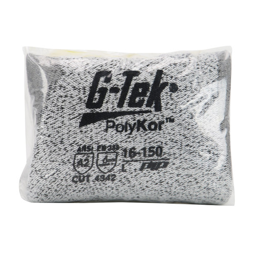 G-Tek® PolyKor® 16-150V  Cut Resistant Gloves, Size L, Salt & Pepper, ANSI A2