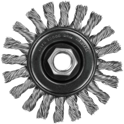 DEWALT 4" TWISTED WIRE WHEEL STAINLESS STEEL 5/8"-11  .020  6/bx