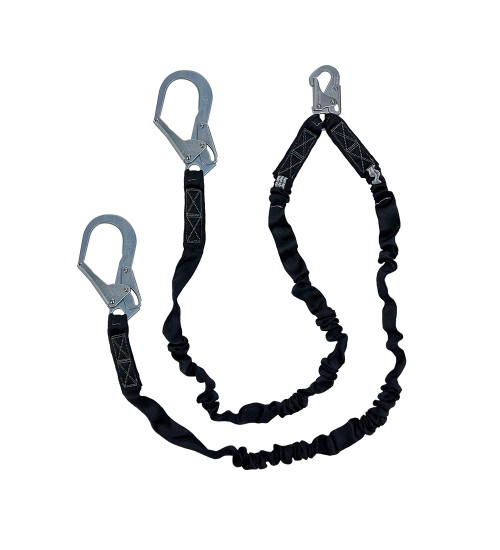 SafeWaze V-Line 6' Internal Energy Absorbing Lanyard: Dual Leg, Rebar Hooks