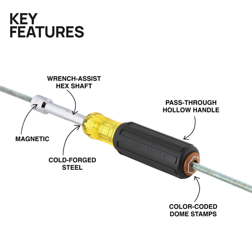 Color-Coded Magnetic Hollow-Shaft Heavy-Duty Nut Driver, 7/16-Inch