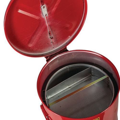 6 Gallon, Wash Tank With Basket for Small Parts Cleaning, Self-Close Cover with Fusible Link, Steel, Red - 27716