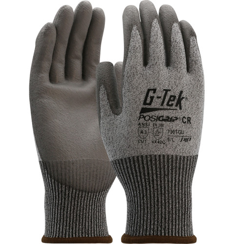 G-Tek® PosiGrip® 730TGU  Cut Resistant Gloves, Size L, Gray, ANSI A3