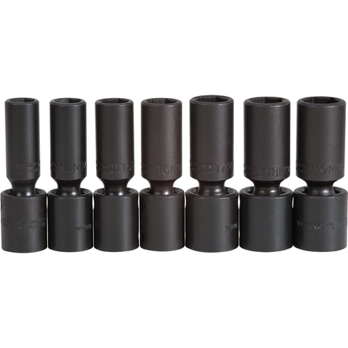 Proto® 1/2" Drive 7 Piece Deep Metric Universal Impact Socket Set - 6 Point 1/ea