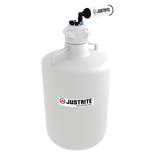 20 Liter HDPE Carboy with Filter Kit, VaporTrap™, 4 Ports 1/8" Tubing, 3 Ports 1/4" Tubing, 83mm Cap, Round - 12814
