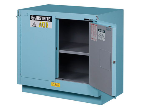 23 Gallon, 1 Shelf, 2 Doors, Self Close, Corrosives/Acids Safety Cabinet, ChemCor® Under Fume Hood, Blue - 8837222