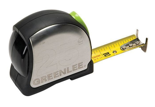 GREENLEE Power Return Tape Measure, Double Tang/Sided, 25 ft