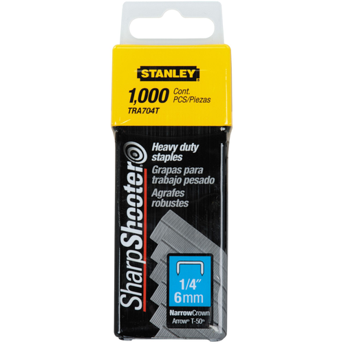 STANLEY HEAVY DUTY NARROW CROWN STAPLES 1/4" - 1,000 PACK