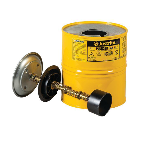 1 Gallon Steel Plunger Dispensing Can, Perforated Pan Screen Serves as Flame Arrester, Yellow - 10318