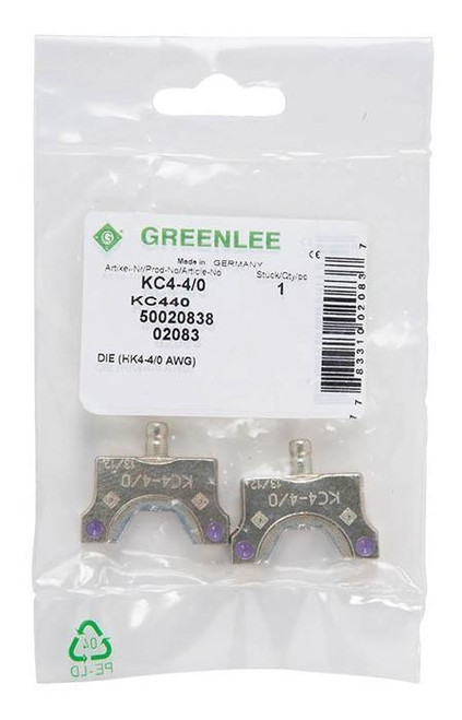 GREENLEE 4/0 CU AWG Die Set