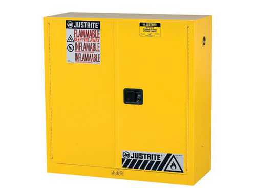 30 Gallon, 1 Shelf, 2 Doors, Manual Close, Flammable Cabinet, Sure-Grip® EX, Yellow - 893000