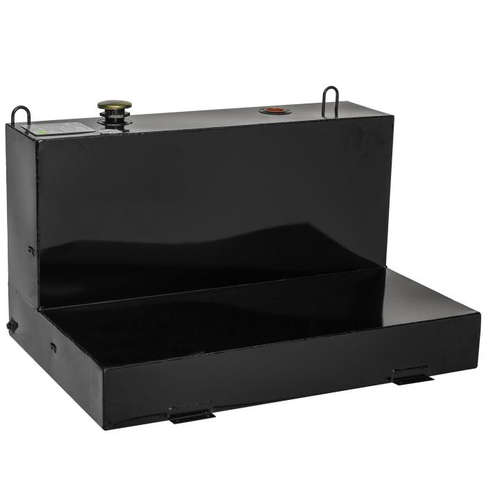 JOBOX 76 Gallon Black Low-Profile L-Shaped Steel Liquid Transfer Tank for Trucks