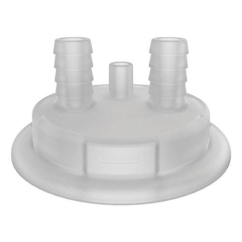 83mm Adapter for Carboy Cap, Two 1/2" Molded-in Hose Barbs and Vent - 12876