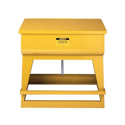 22 Gallon Rinse Tank, Floor-Standing, Foot-Operated Self-Close Cover, Drain Plug, Steel, Yellow - 27221