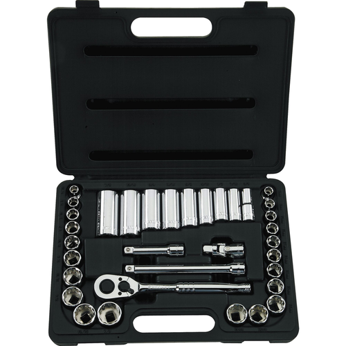 STANLEY SET DR SKT 3/8 DR 12 PT SAE + MM 34 PC.