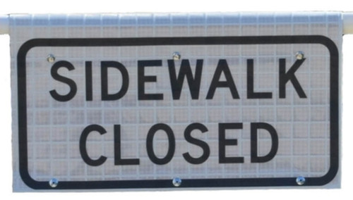 24" x 12" SuperBright Vinyl Cone Bar Roll-up Signs - Sidewalk Closed (White)